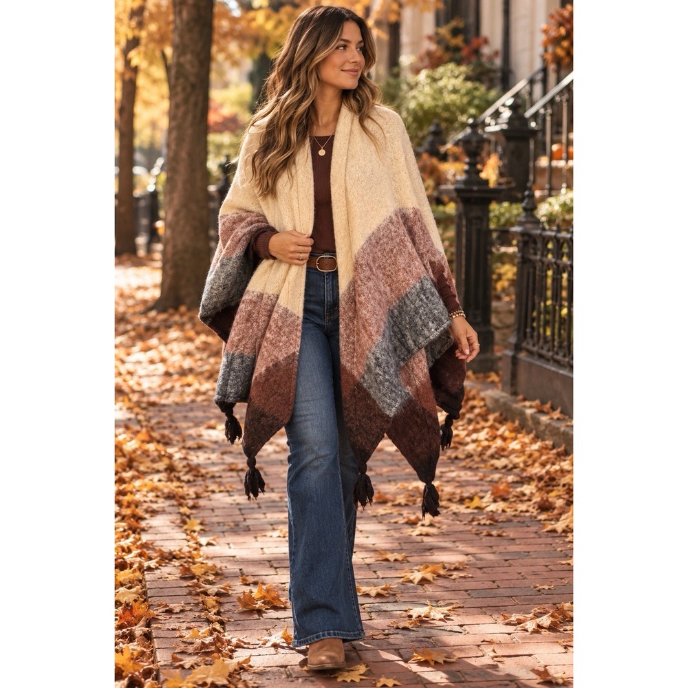 Vintage Donegal Designs Ireland Brown Poncho Cape Mohair Wool